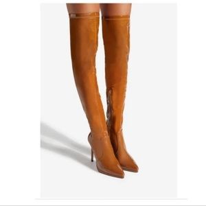 Over The Knee Stiletto Boot in Camel Size 8.5